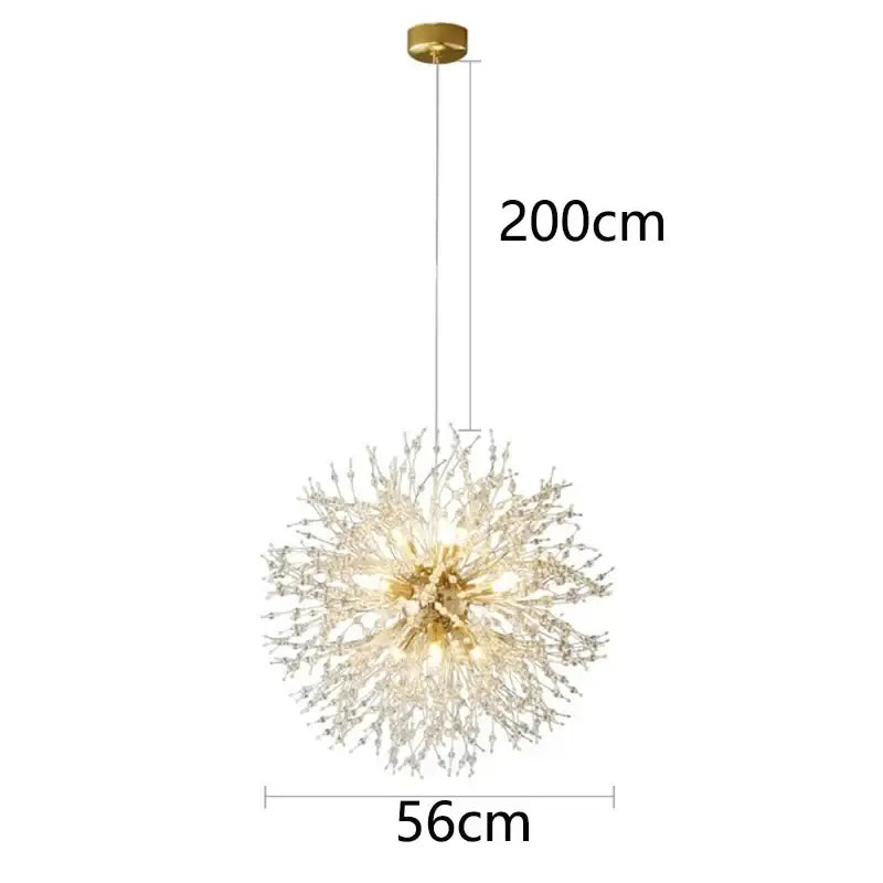 DecorBites™ modern led pendant chandelier with golden spherical crystal design for elegant home decor lighting