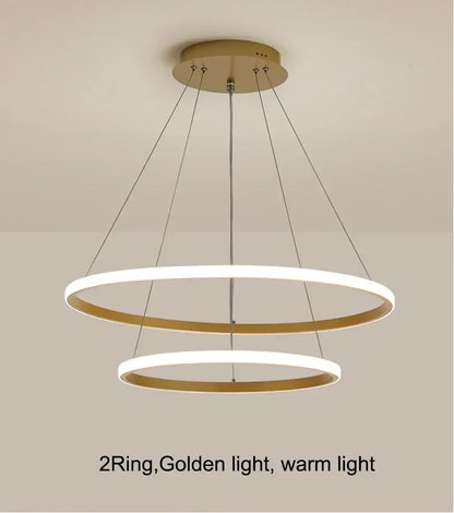 DecorBites™ modern black pendant lamp with dimmable brightness and warm white double-ring minimalist design