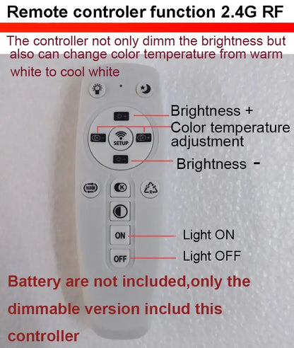 White plastic remote controller with brightness dimmable and warm white color temperature for decorbites pendant lamp