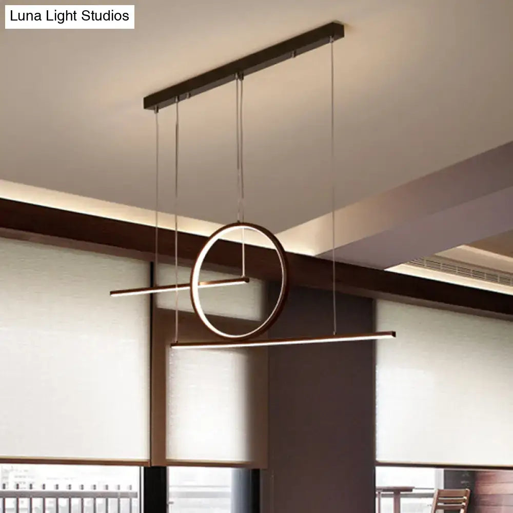 DecorBites modern minimalist pendant ceiling light in black gold with circle and linear metal shade warm white light