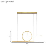 DecorBites™ modern gold-toned minimalist pendant ceiling light with circle and linear metal shade and warm white light