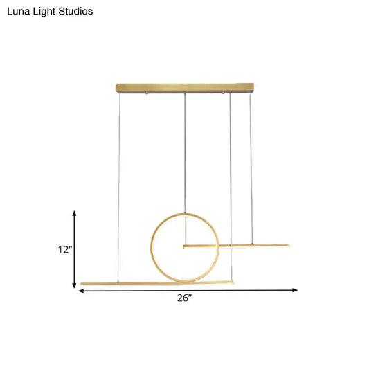 DecorBites™ modern gold-toned minimalist pendant ceiling light with circle and linear metal shade and warm white light