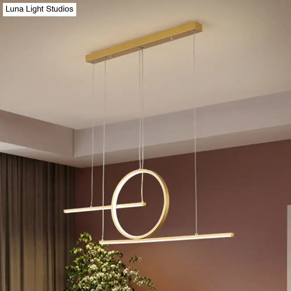 Decorbites™ modern black and gold geometric ceiling light with circle and linear metal shade warm white light