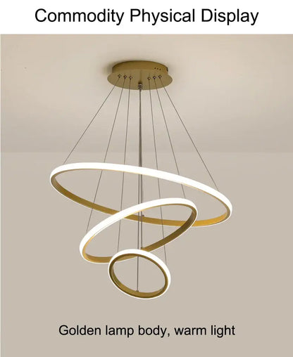 DecorBites™ modern black pendant lamp with golden finish spiral chandelier and dimmable warm white brightness led lighting