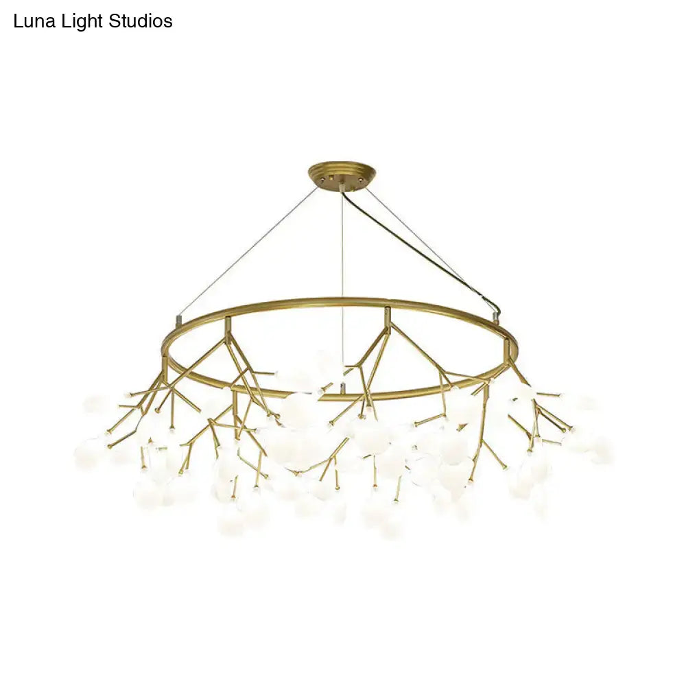 Gold-toned metal dining room chandelier by decorbites with circular frame frosted glass globes 110v-120v 220v-240v