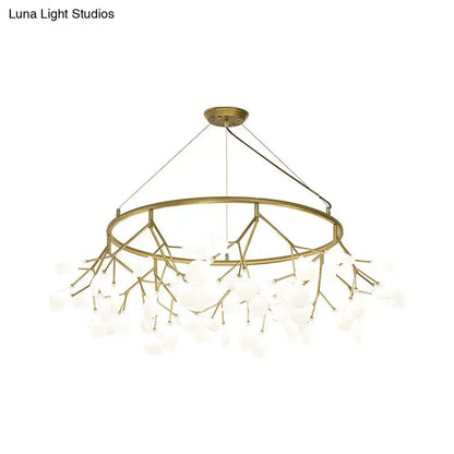 Gold-toned metal dining room chandelier by decorbites with circular frame frosted glass globes 110v-120v 220v-240v