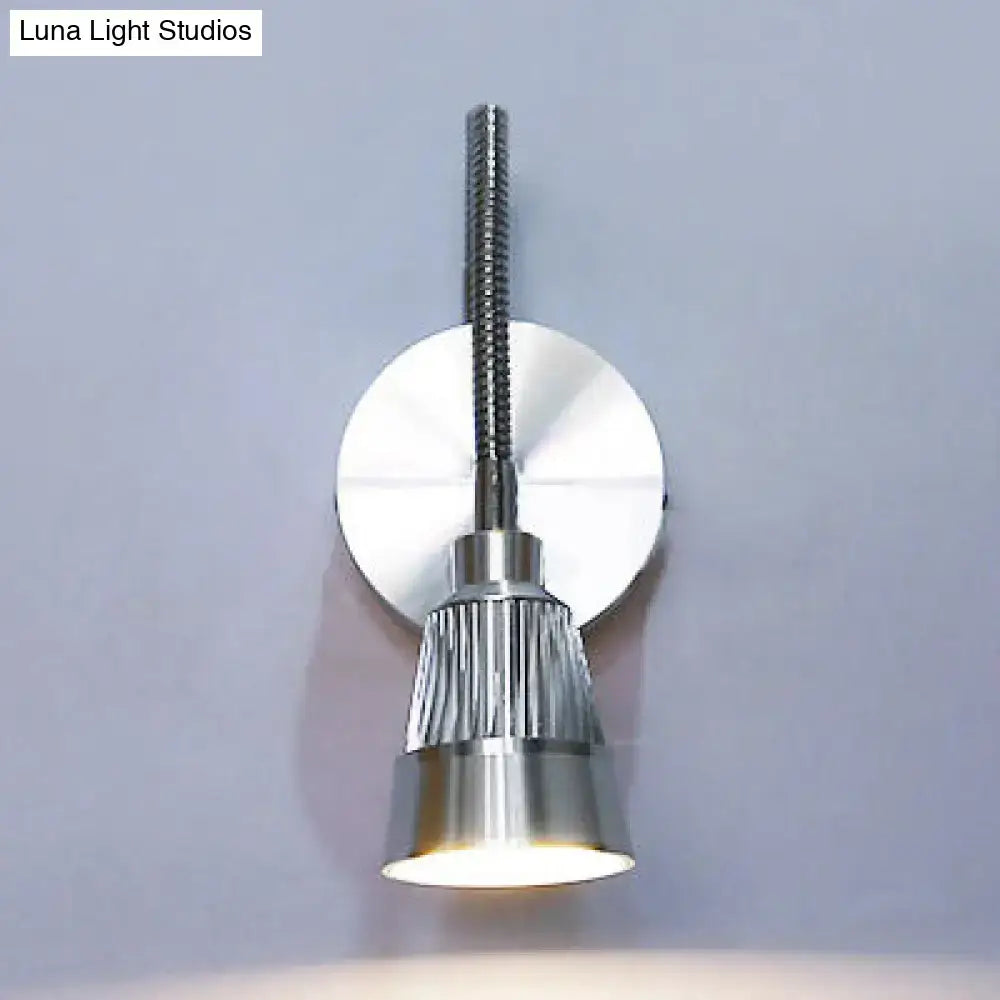 Modern metal led chrome finish gooseneck reading light with a chrome finish and ribbed cylindrical body by decorbites modern metal