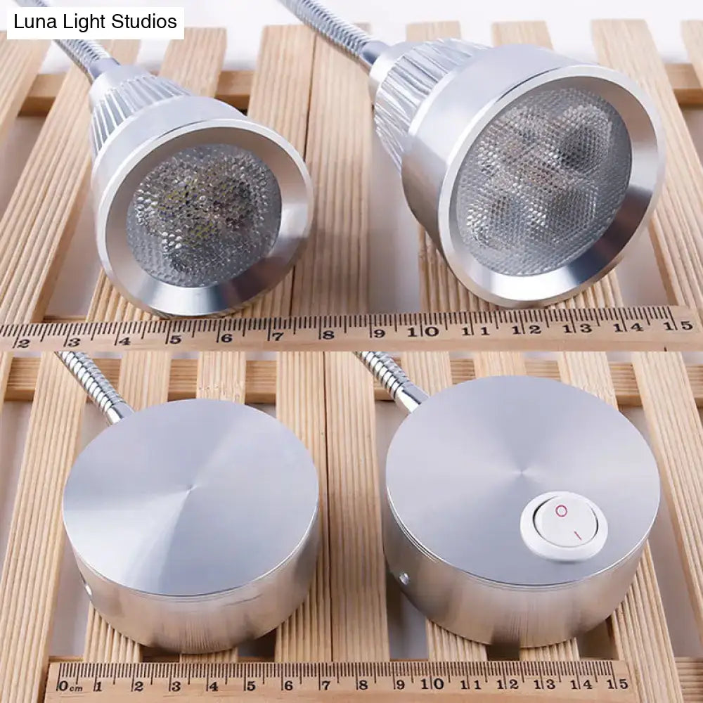 Silver decorbites modern metal led desk lamps with chrome finish gooseneck arms and brushed metal bases for reading
