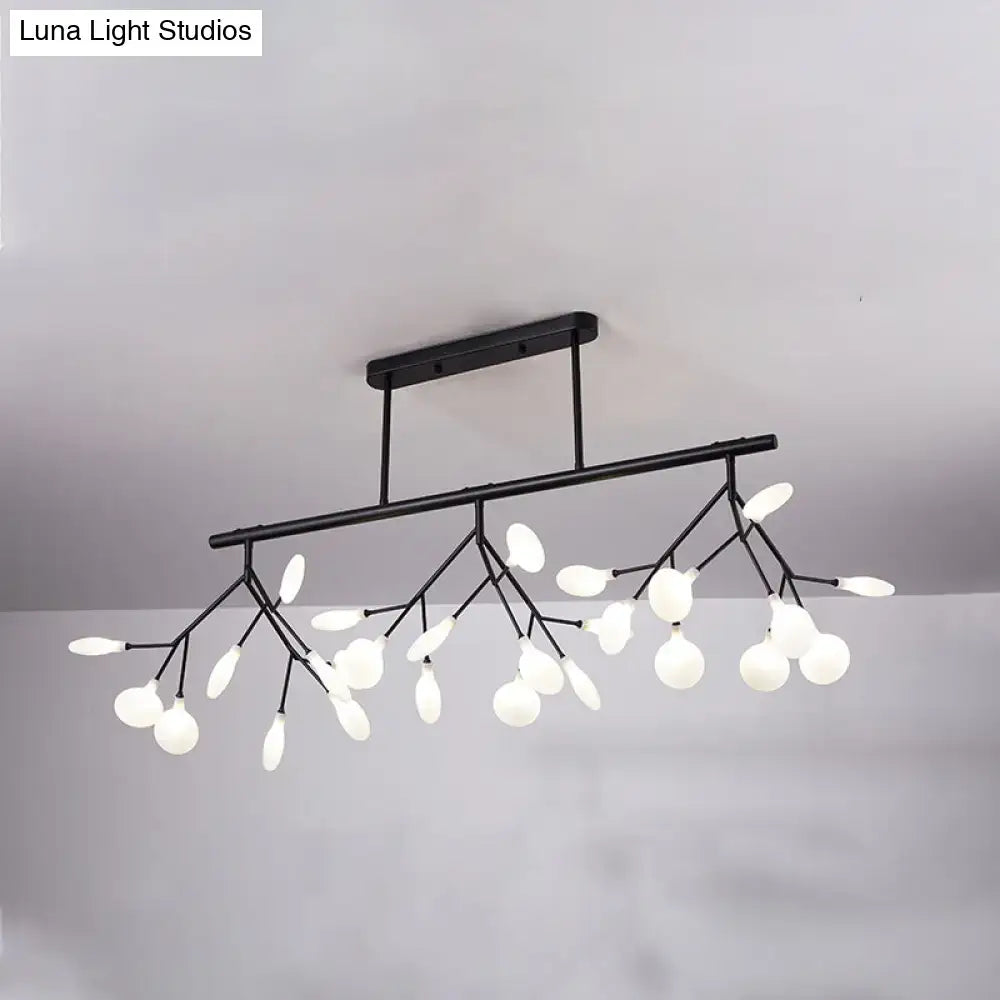 Black metal branch-style decorbites modern metal linear island light with white frosted glass globe bulbs