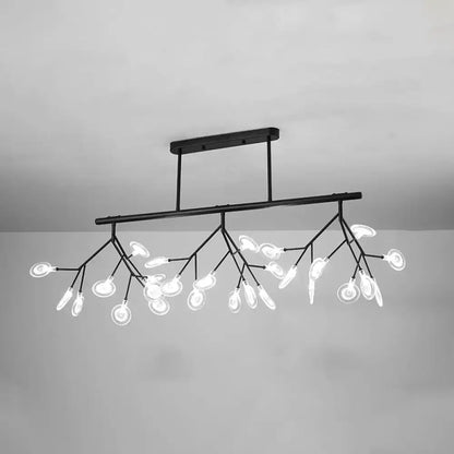 Black metal branch-style ceiling light with multiple frosted glass bulbs from decorbites metal linear island fixture