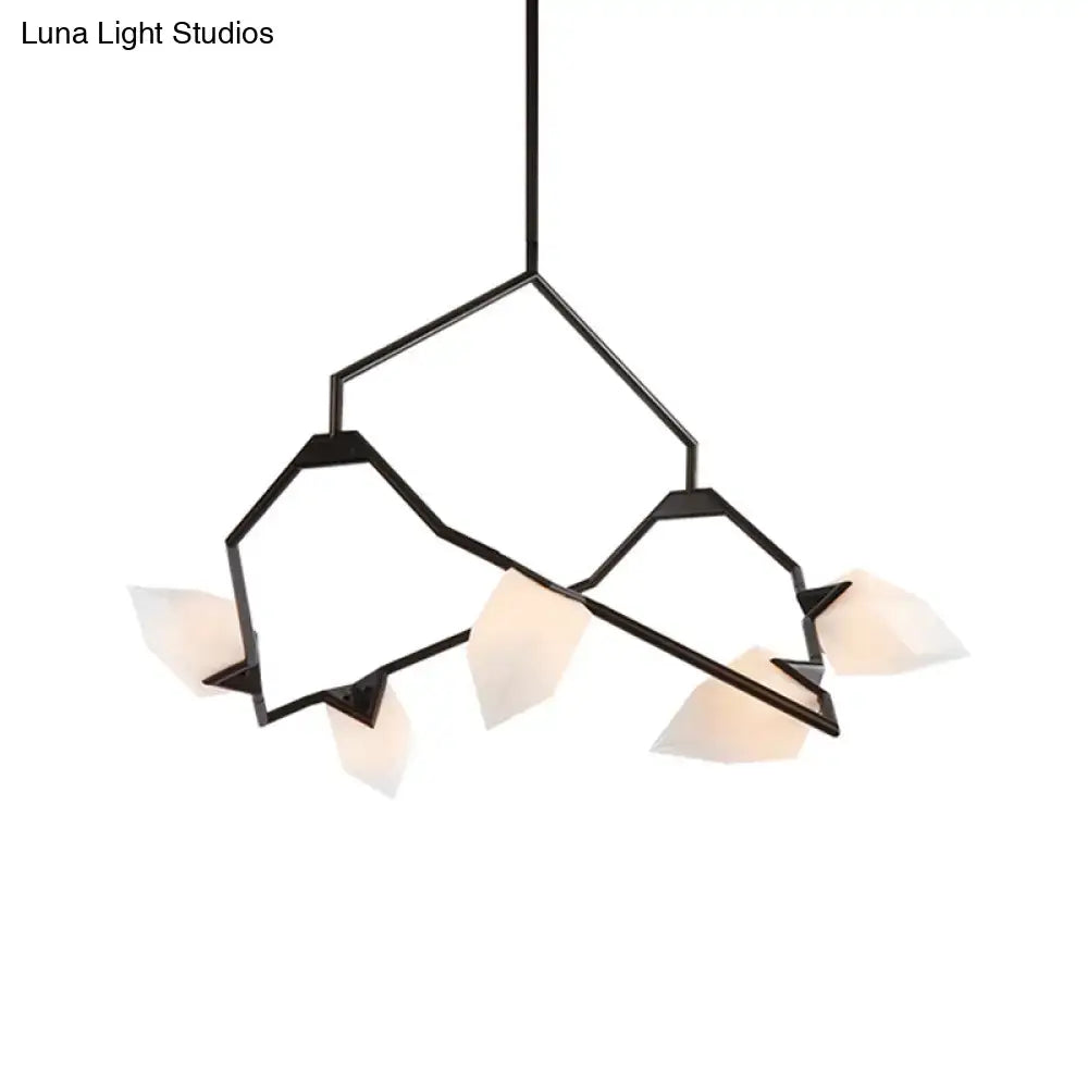 Black gold decorbites modern tree branch ceiling suspension lamp with frosted milk glass shades for dining room