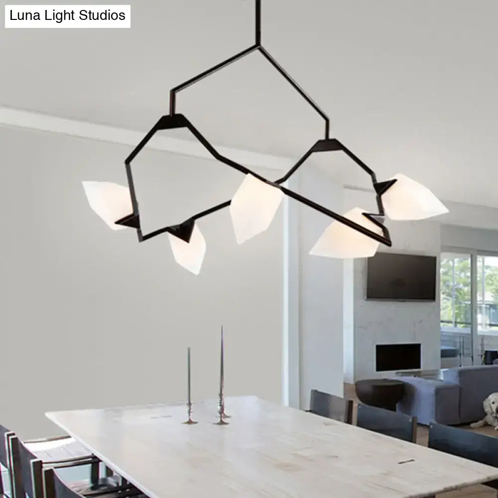 Decorbites modern black gold tree branch ceiling suspension lamp with white frosted glass shades for dining room
