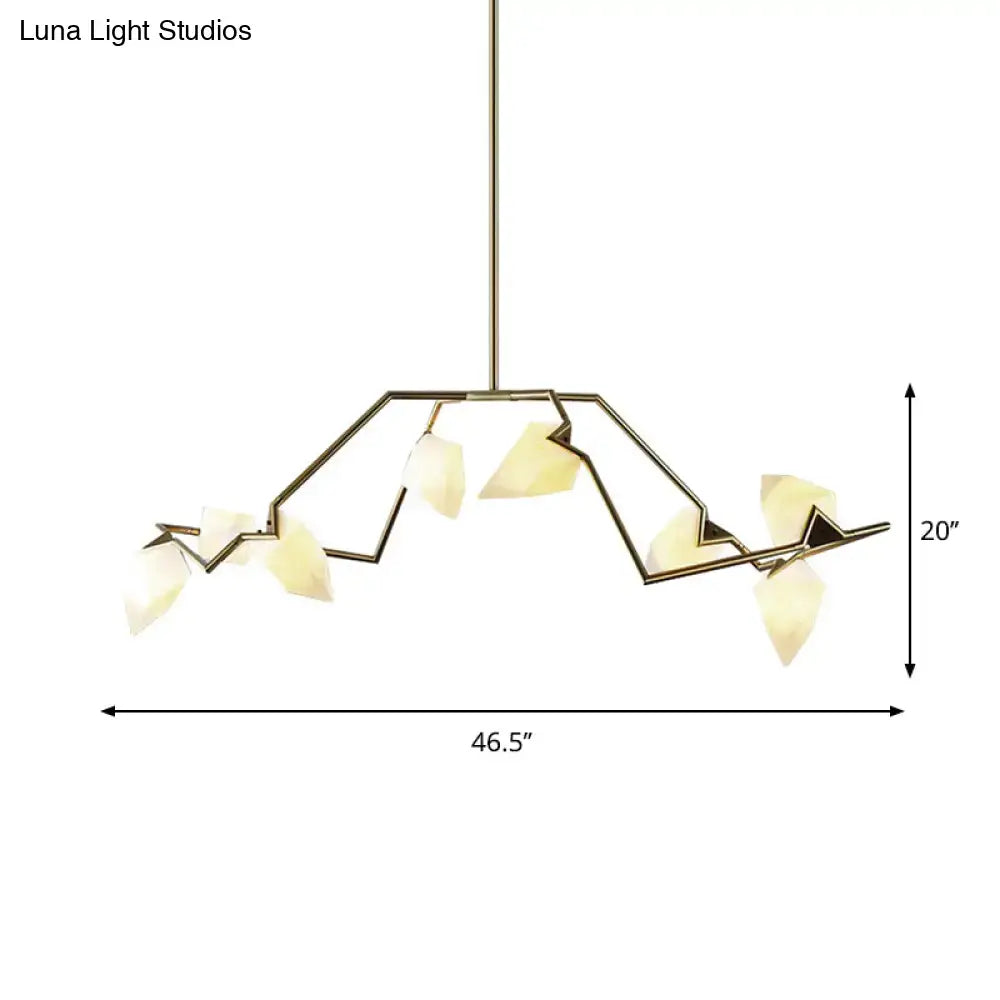 DecorBites modern tree branch ceiling suspension lamp with black gold metal frame and pale yellow glass shades