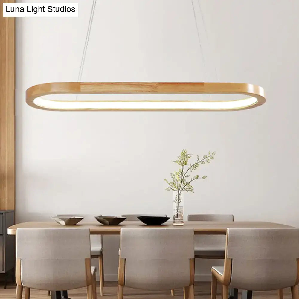 Decorbites™ modern minimalist wooden led strip pendant light with warm wood finish suitable for 110v-120v and 220v-240v
