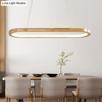 Decorbites™ modern minimalist wooden led strip pendant light with warm wood finish suitable for 110v-120v and 220v-240v