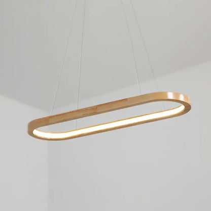DecorBites™ modern minimalist wooden oval pendant light with warm golden finish for 110v-120v and 220v-240v use