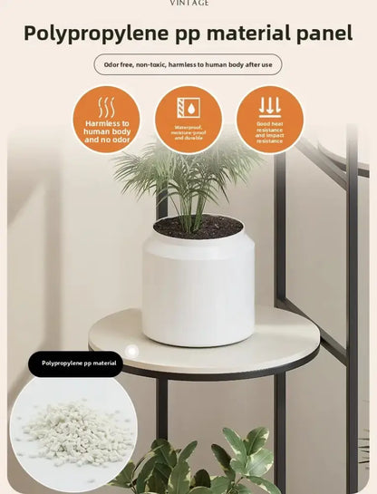 Decorbites™ modern multi-storey white polypropylene plant stand holding a small green plant for interior decor