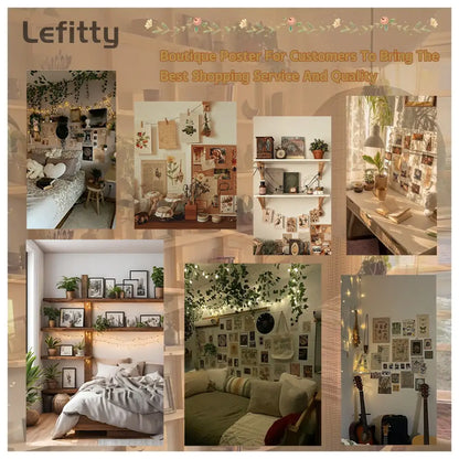 Lefitty boutique poster of decorbites modern murder drones wall art featuring cozy bohemian decor with string lights and plants