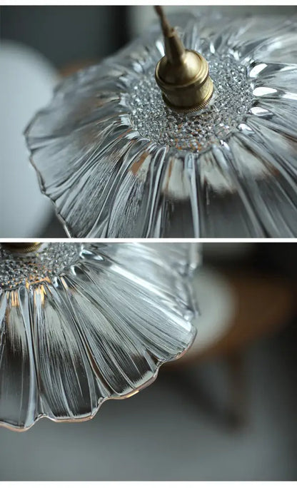 Clear glass e27 ceiling lights with brass finish and petal-like ridges from decorbites™ modern nordic collection