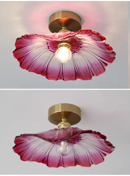 DecorBites™ modern Nordic glass ceiling lights with gradient pink to lavender petals featuring an e27 ceiling bulb