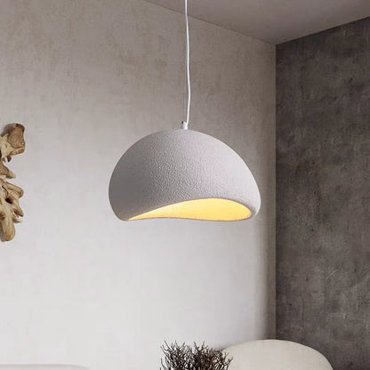 DecorBites™ modern nordic chandelier with dome-shaped textured gray exterior and warm light for home and dining
