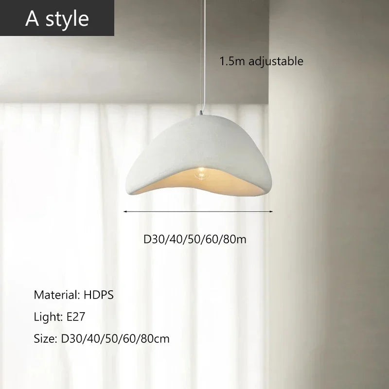 DecorBites™ modern nordic chandelier with white hdps curved shell and warm light for home and dining