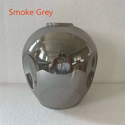 Smoke grey spherical glass lampshade with a reflective glossy finish for DecorBites modern nordic glass chandeliers