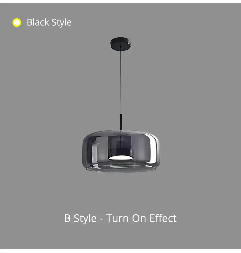 DecorBites™ modern black pendant lamp with sleek smoked nordic glass shade for minimalist glass restaurant pendant lighting