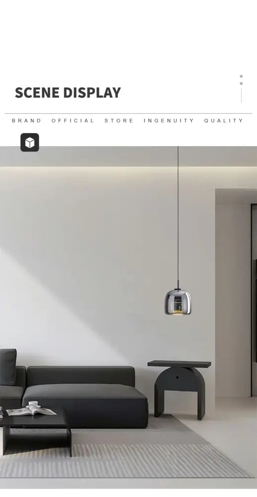 Minimalist silver DecorBites™ pendant lamp with a sleek rounded nordic glass shade for modern lighting
