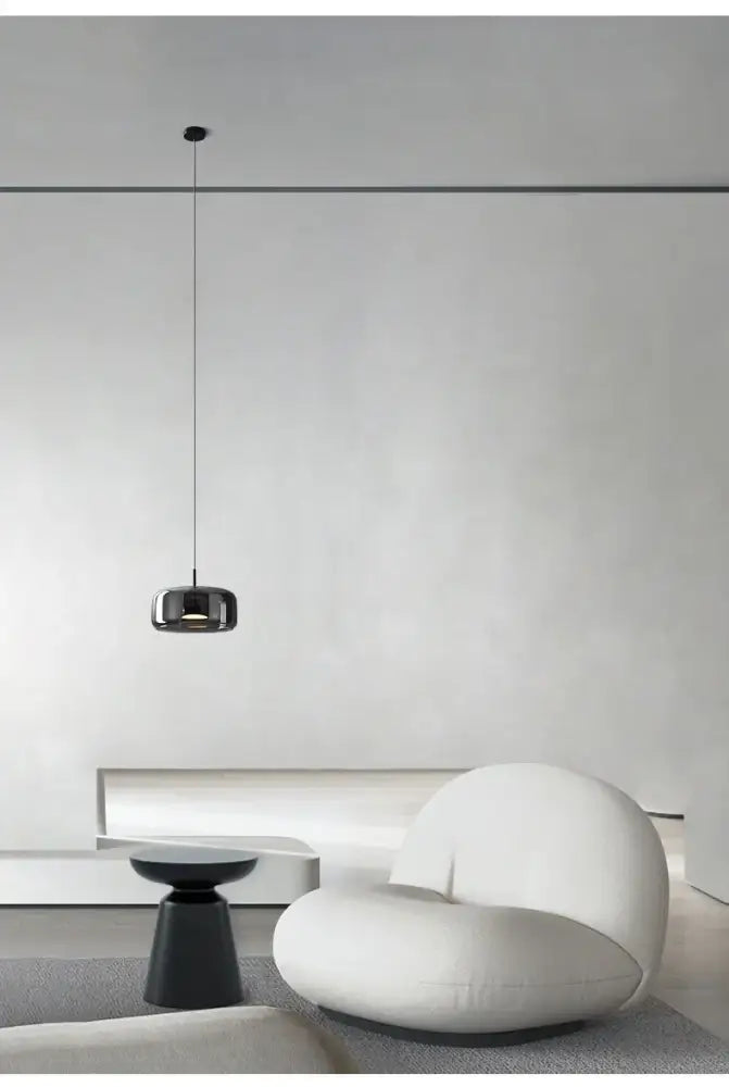 Decorbites™ modern nordic glass pendant lamp with dark metallic finish and rounded glass shade for stylish lighting