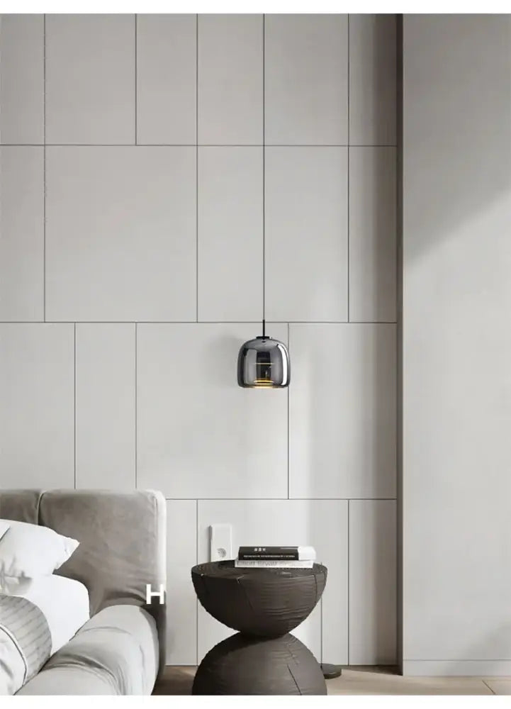 DecorBites™ modern nordic glass pendant lamp with chrome finish and rounded glass shade for stylish lighting