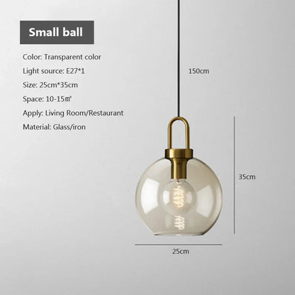 DecorBites modern Nordic glass pendant light with transparent glass and brass iron fixture for kitchen and restaurant use