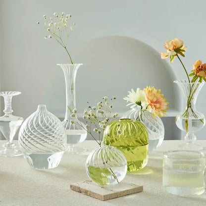 DecorBites™ modern nordic glass vase translucent lime green textured surface wide opening perfect to decorate root
