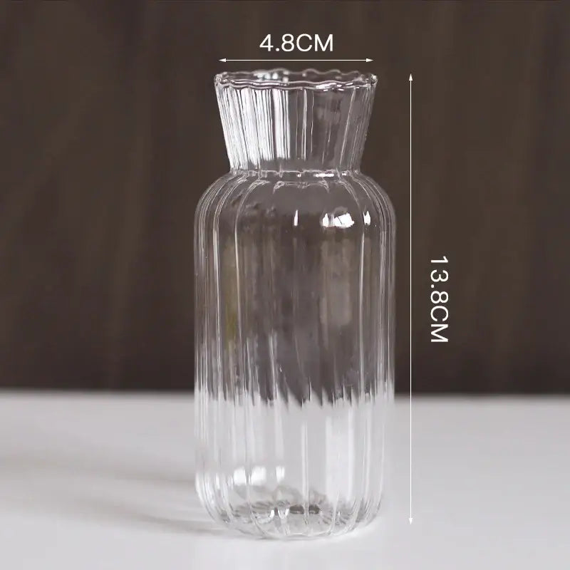 Clear glass vase with vertical ridges and fluted rim from decorbites modern nordic glass vases set for home decor