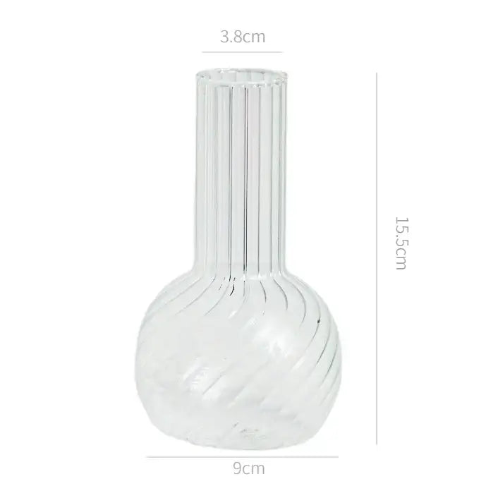 Decorbites modern nordic glass vase with clear vertical ridges and swirling patterns for home and wedding decor