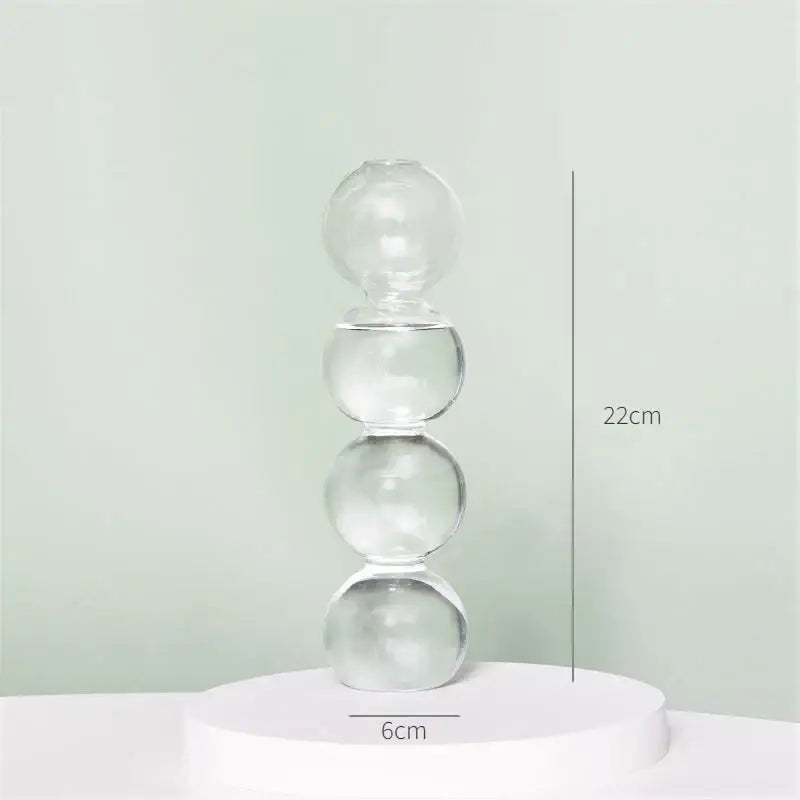 Clear glass sphere stack vase 22cm tall with four transparent segments from decorbites modern nordic glass vases set