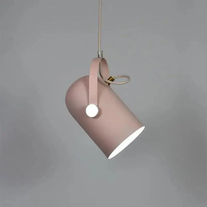 Decorbites™ modern nordic hanging lights soft pink matte cylindrical pendant with fabric strap energy-efficient hanging lights