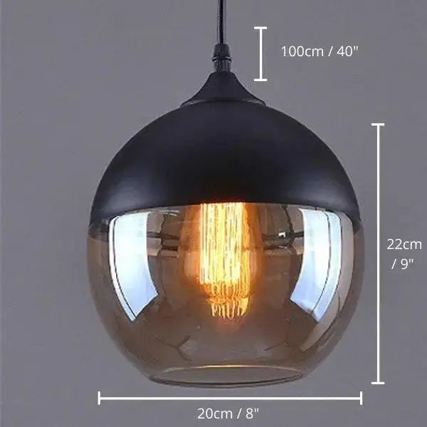 DecorBites modern nordic pendant lighting with black smoked glass and vintage filament bulb for kitchen use