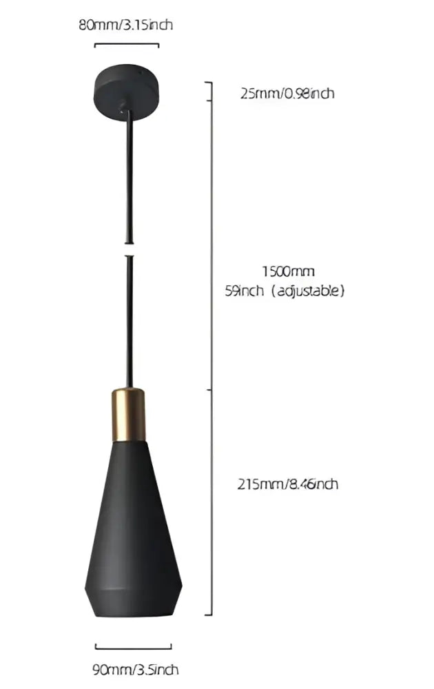 DecorBites™ modern nordic pendant light with black matte finish and gold-toned metallic accent hanging lights