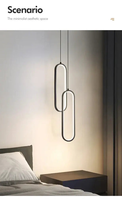 Decorbites modern nordic pendant light with sleek elongated oval shapes in matte black finish for home decoration