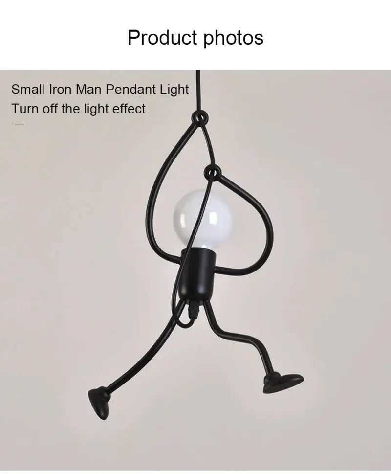 Decorbites™ modern nordic pendant light featuring a black metal iron frame with a glowing bulb center pendant light