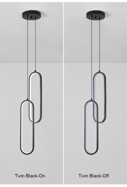 DecorBites modern black nordic pendant light with sleek overlapping oval led fixtures for home decoration