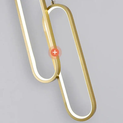 Gold-toned DecorBites™ modern nordic pendant light with sleek elongated oval frames and integrated LED lighting