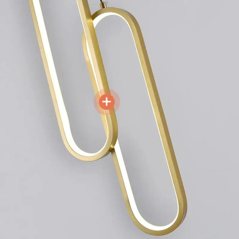 Gold-toned DecorBites™ modern nordic pendant light with sleek elongated oval frames and integrated LED lighting