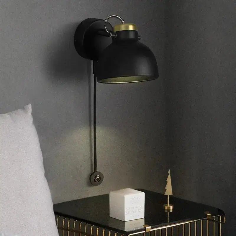 Decorbites modern nordic wall sconce in black industrial style with brass accent and adjustable arm for home decor