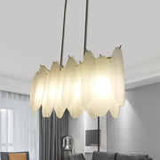 DecorBites modern oval panel pendant light with milk glass cream petal shades and gold finish ceiling light fixture