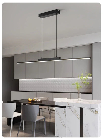 DecorBites modern black rectangular pendant light with sleek linear design for dining room and living room pendant lights