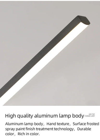 DecorBites modern black led corner pendant light with sleek aluminum body and frosted panel for dining room