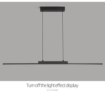 Modern black minimalist pendant light by DecorBites with sleek linear design and two cords for dining room pendant lights