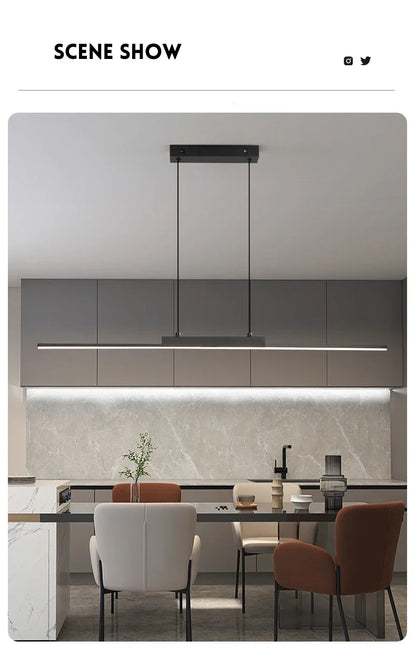 DecorBites modern black rectangular pendant light with sleek linear design for dining room pendant lights